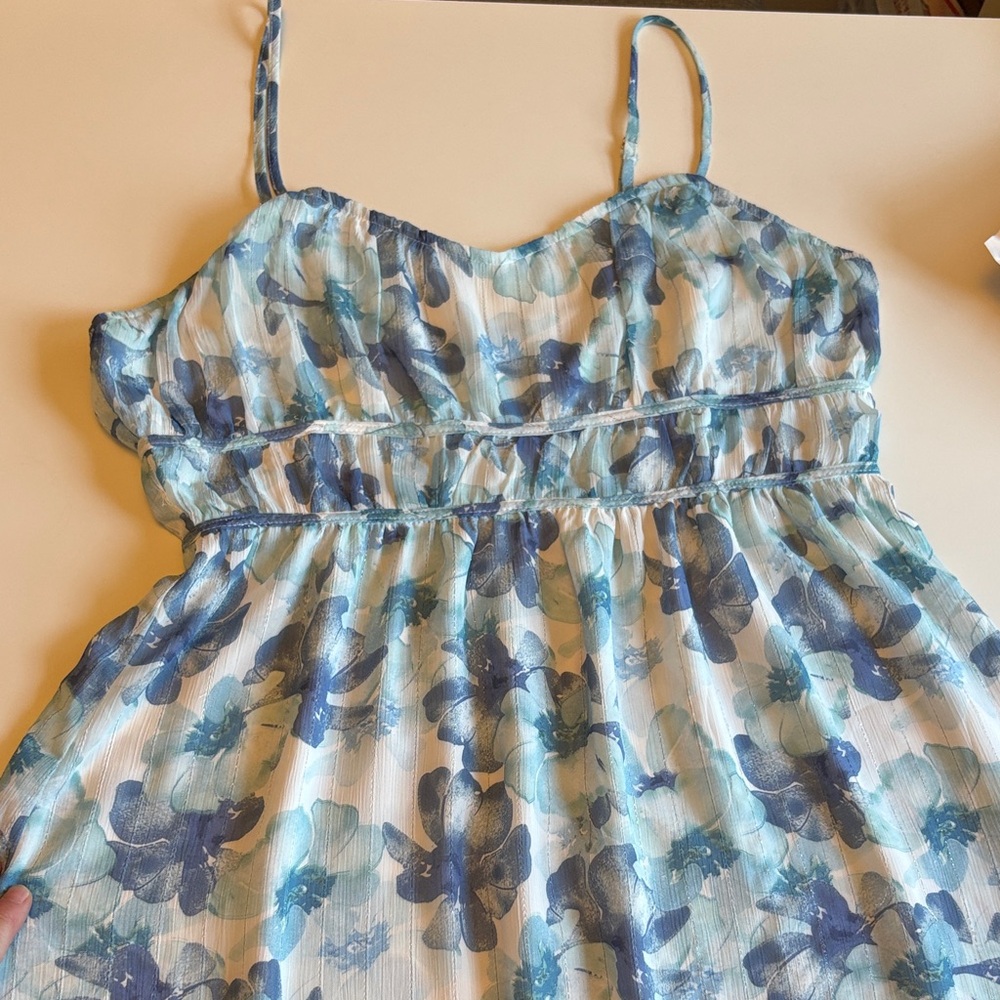 Lulu's Elegant Blue and White Dress